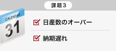 課題３:日産数のオーバー／納期遅れ