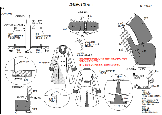 ジャケット縫製仕様